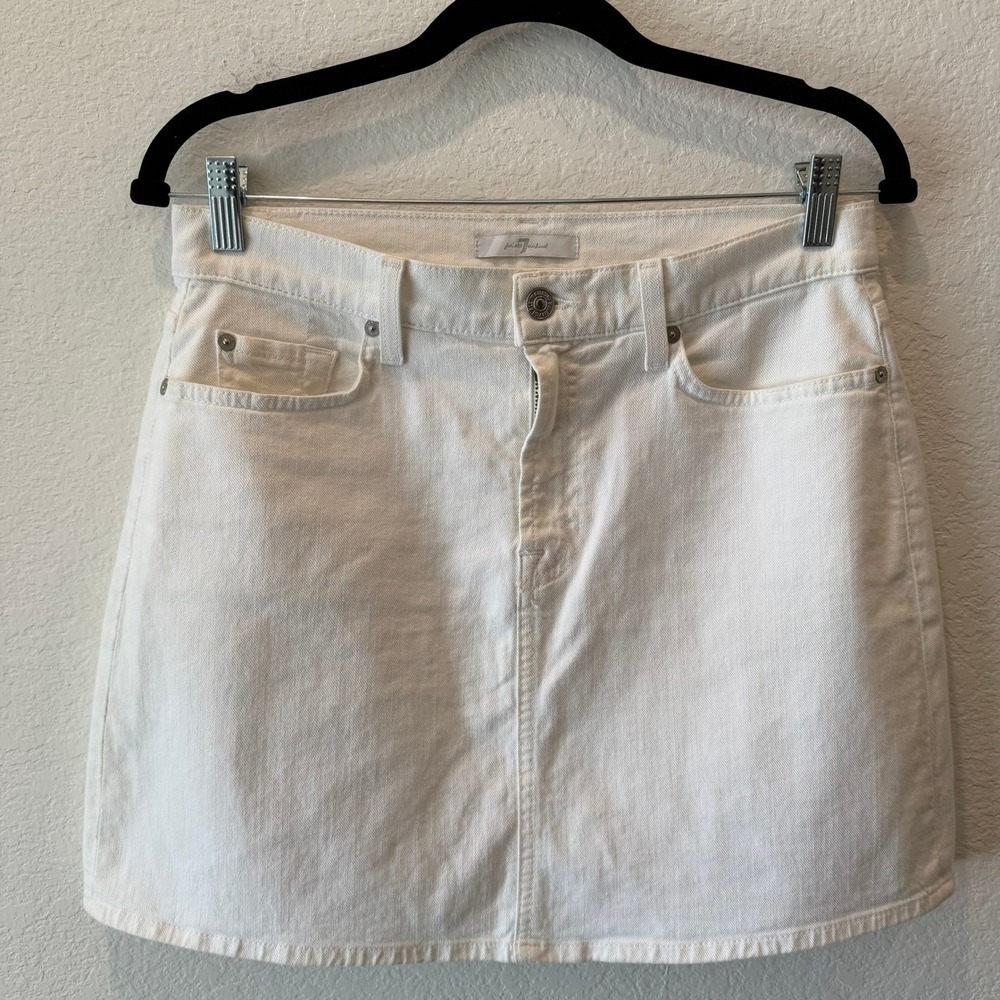 7 For All Mankind Womens White Denim Mini Skirt Size 29 Stretch Cotton